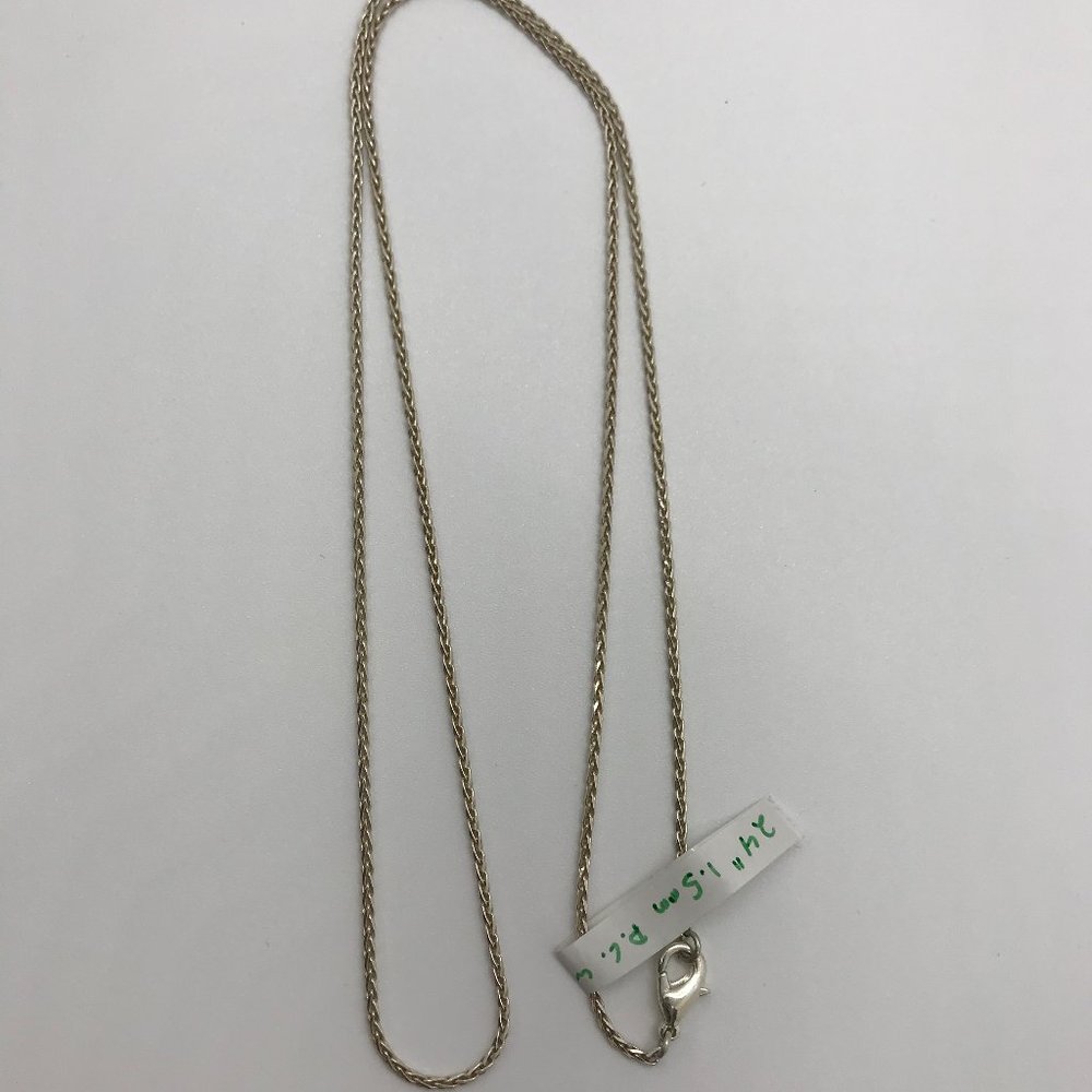 24" Sterling Silver 1.5mm Diamond Cut Wheat Chain Necklace